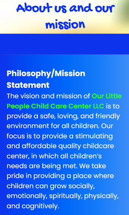 Our Little People mobile view